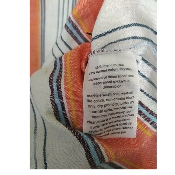 Tommy Hilfiger Orange White Stripe Linen and Cotton Sleeveless Shift Dress US 10 - Picture 11 of 12